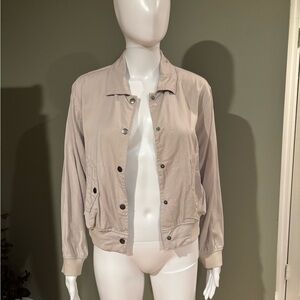 For The Republic Light Beige Bomber Jacket